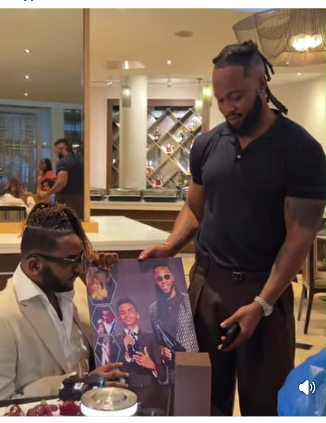 Nice one: Nigerian singer,  Mr Flavour celebrates his adopted son on his birthday. 