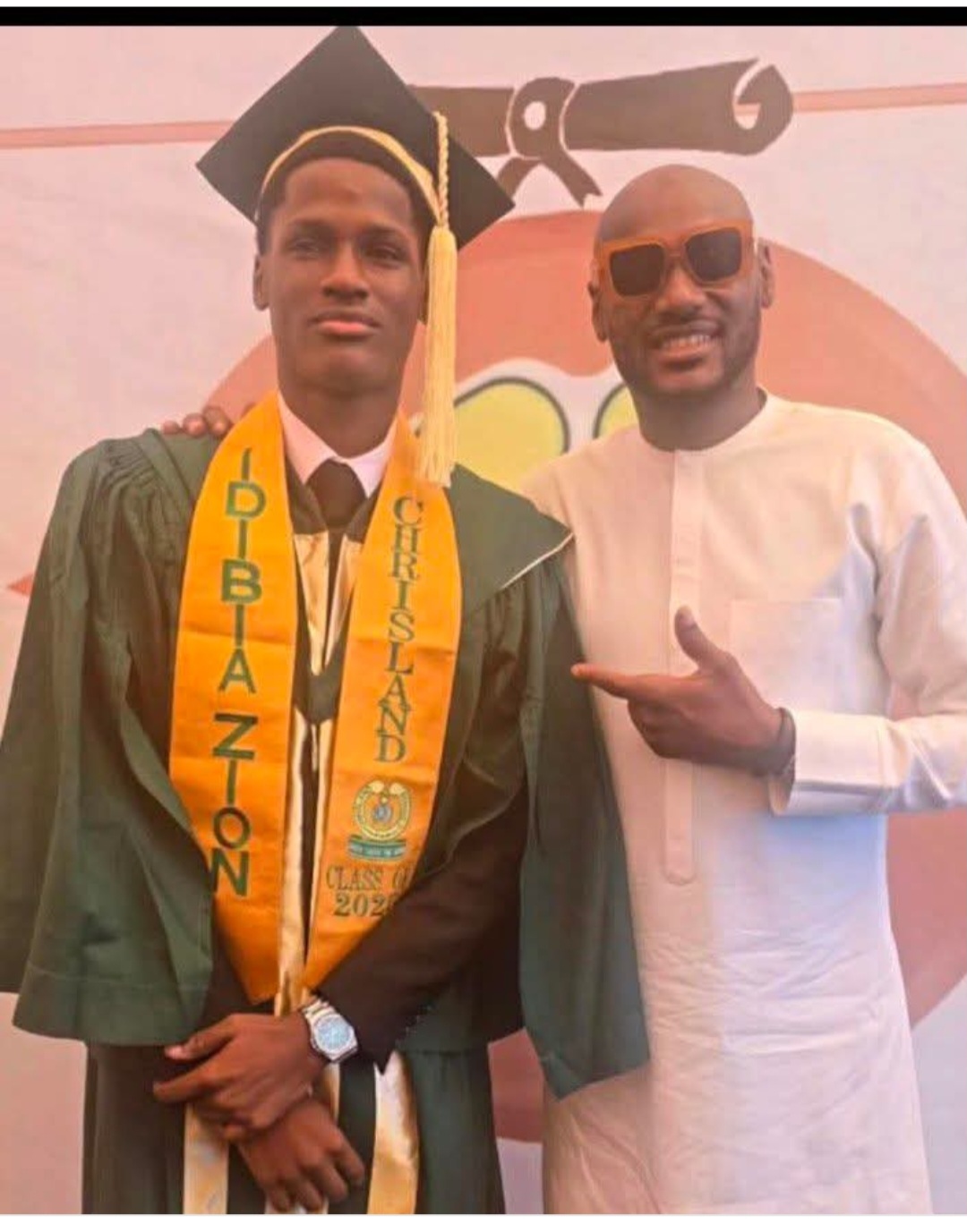 Singer 2face Idibia celebrates his Son as he graduate from high school. 
