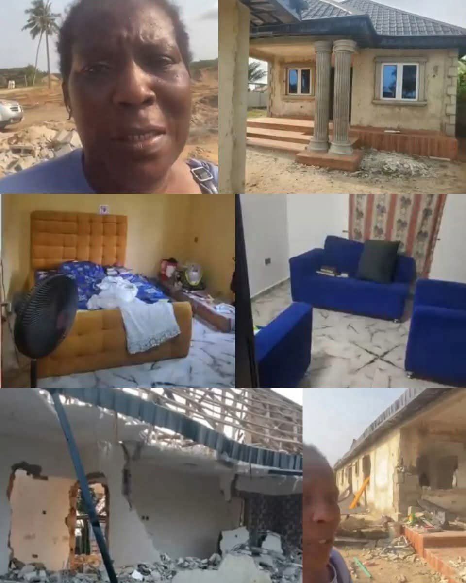 Reactions as Nigerian Widows cries over demolition of her house.